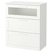 Комод IKEA BRIMNES 3 ящика білий матове скло 78x95 см 003.920.41