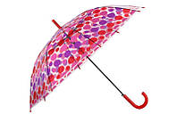 Зонтик-трость прозрачный полуавтомат 8 спиц красный/фиолетовый XI-012