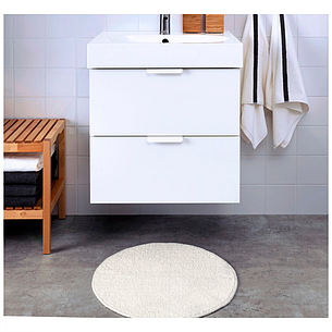 Килимок для ванної 55 см, білий, круглий, 703.116.16, IKEA, ІКЕА, BADAREN, фото 3