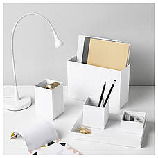 Підставка для канцелярського приладдя IKEA TJENA білий 18x17 см 603.954.52, фото 4