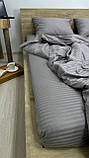 Комплект постільної білизни Страйп сатин Попіл Євро розмір 220х240, фото 8