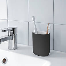 Стакан для зубних щіток IKEA EKOLN кераміка темно-сірий 004.416.21, фото 4