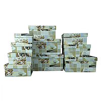 Набор подарочных коробок 10 шт бежевый с принтом CLN-076
