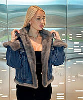 Женская джинсовая куртка с натуральным мехом норки. Перед заказом уточните наличие вашего размера