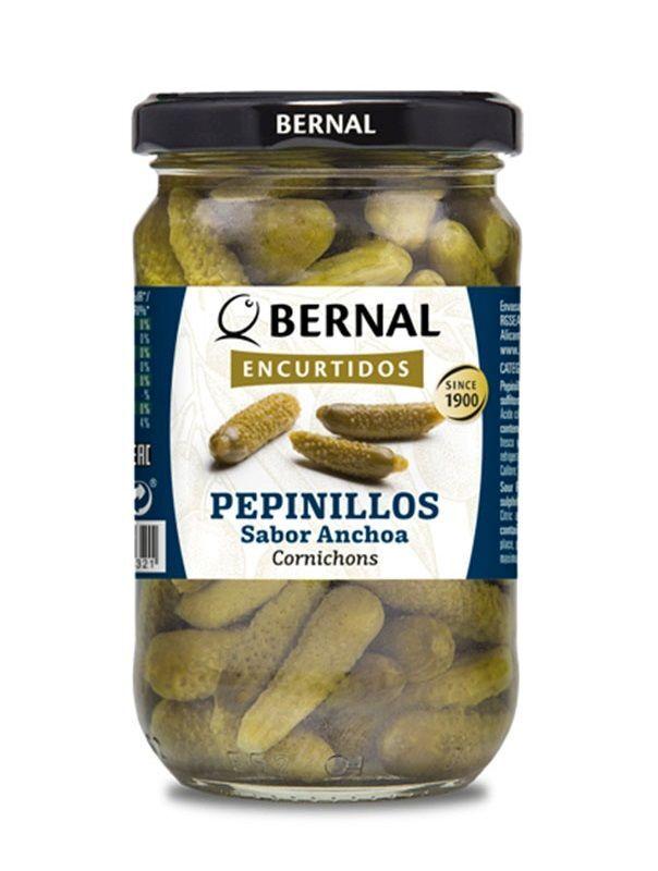 Огірки корнішони Bernal зі смаком анчоуса, 300г