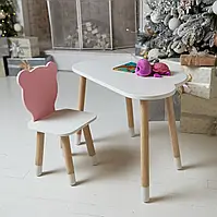 Дитячий столик та стільчик 1-6 рочків, столик хмаринка, столик для малювання, столик для навчання, дитячий столик дерев'яний