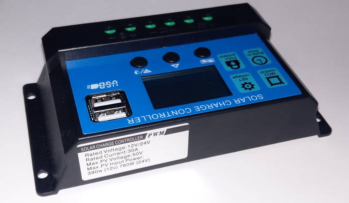 Контроллер заряда солнечных батарей с дисплеем и USB PWM, W88-C