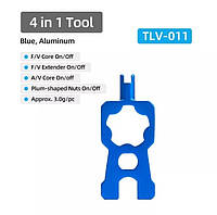 Ключ 4 в 1 Deemount TLV011 для разборки штуцеров накачки Presta & Schrader