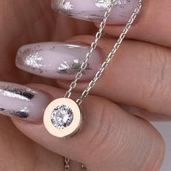 Срібне кольє з золотими накладками з фіанітом РН-348