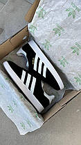 Кросівки жіночі Adidas Gazelle black white Адідас Газель низькі снікерс чорно-білі замша, фото 3