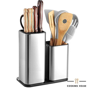 Органайзер для кухонного приладдя Cooking House з нержаючої сталі, підставка-органайзер для ножів та столових приладів