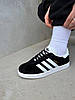 Кросівки жіночі Adidas Gazelle black white Адідас Газель низькі снікерс чорно-білі замша, фото 7