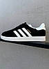 Кросівки жіночі Adidas Gazelle black white Адідас Газель низькі снікерс чорно-білі замша, фото 10