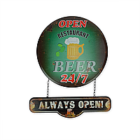 Табличка металлическая Beer Always open OR-1051