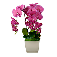 Искусственная розовая орхидея в белом кашпо 60 см CLN-022
