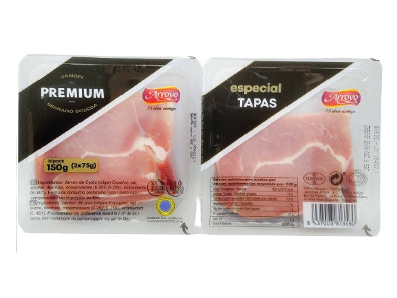 Хамон нарізка Jamones Arroyo Premium Especial Tapas, 150г (2х75г)