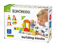 Развивающие деревянные строительные блоки для детей 14 фигур. Igroteco (900453)