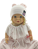 Шапка детская трикотажная двойная для новорожденных головные уборы розовый (ШД292)