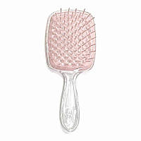 Продувная широкая расческа Janeke для укладки волос и сушки феном Superbrush Plus Hollow Comb белая ручка