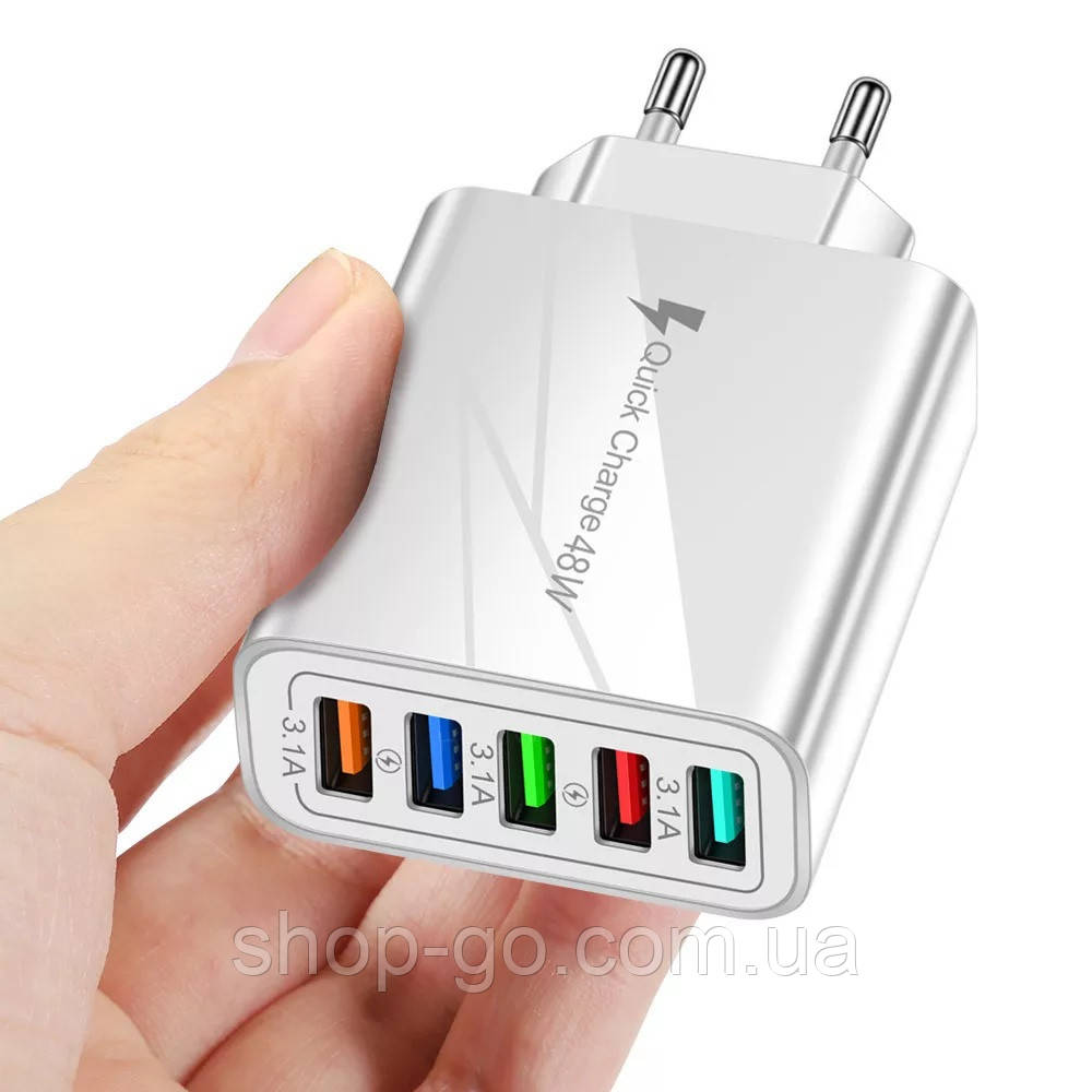 Сетевое Зарядное Устройство - Блок Питания 48W QC 3.0 на 5-USB Порта для  зарядки телефона, смартфона, планшета (ID#1907288269), цена: 395 ?, купить  на Prom.ua