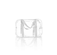 Прозрачная сумка - косметичка S в роддом с усиленным кантом 31*21*14 см ЕкоМама Белый