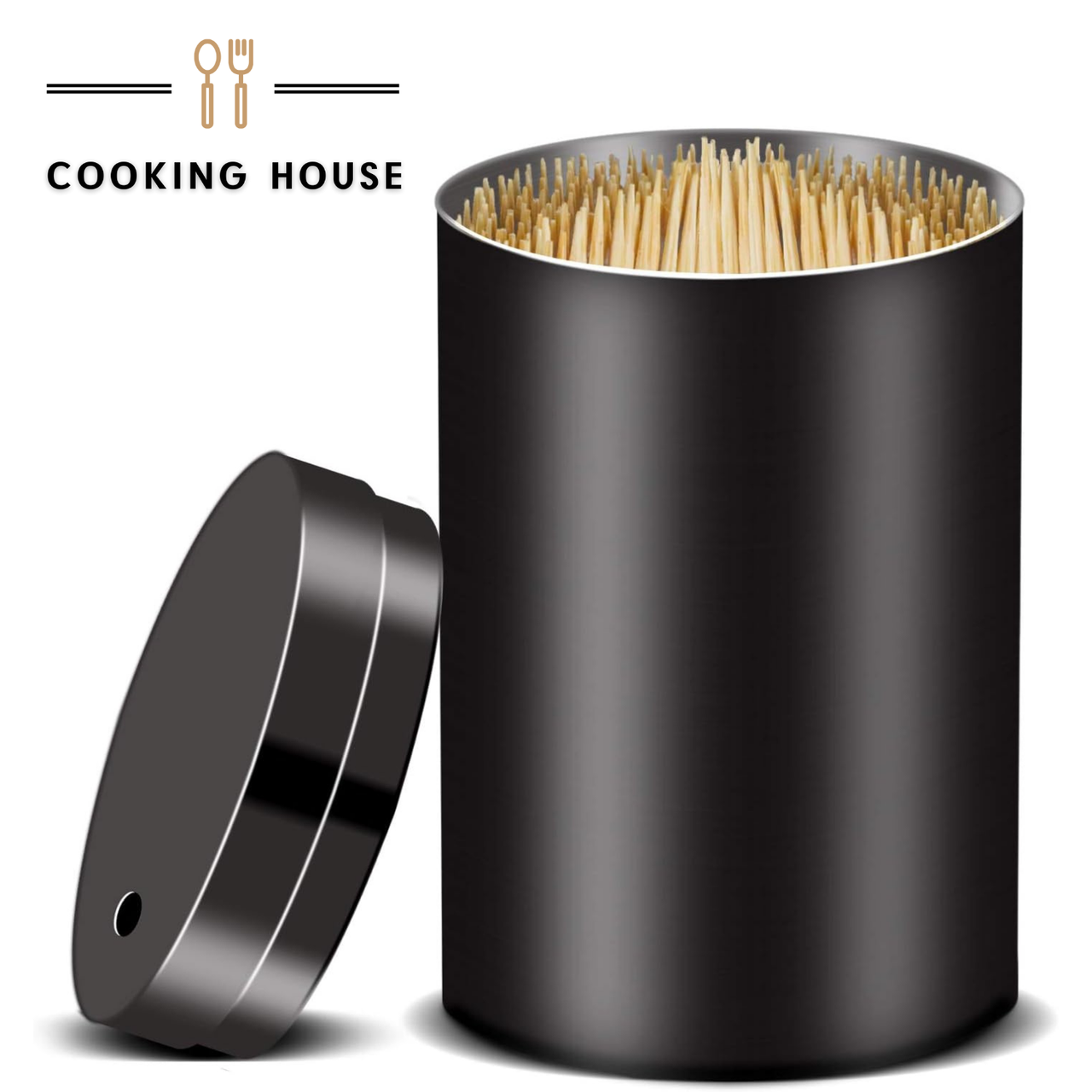Органайзер для зубочисток Cooking House, держатель из нержавеющей стали, черная стильная подставка для хранения зубочисток, фото 1