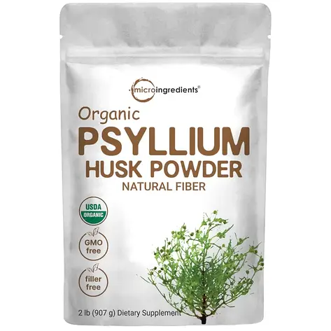 Organic Psyllium husk powder Органічний порошок лушпиння індійського псиліуму, 907 грам, строк до 13/03/2026, фото 1