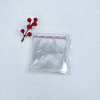 Пакеты для пряников и украшений, 10*10 (+2) см, прозрачные (100 шт.), полипропиленовые с клейкой лентой