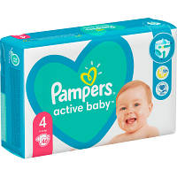 Памперси Pampers Active Baby 4, вага 9-14 кг, 46 шт., підгузники памперс актив бейбі (8001090949097) KM