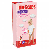 Памперси трусики Huggies 6 для дівчаток, вага 15-25 кг, 44 шт., підгузники хаггіс pants трусиками (5029053547664) KM