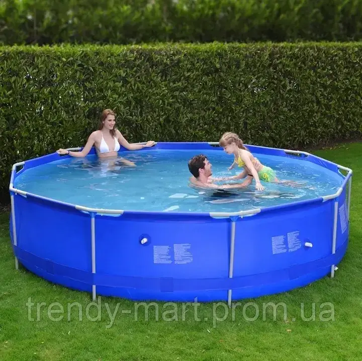 Качественный семейный бассейн для улицы 366 см x 76 см, каркасный наливной бассейн полный комплект с фильтром - фото 3 - id-p1907316429