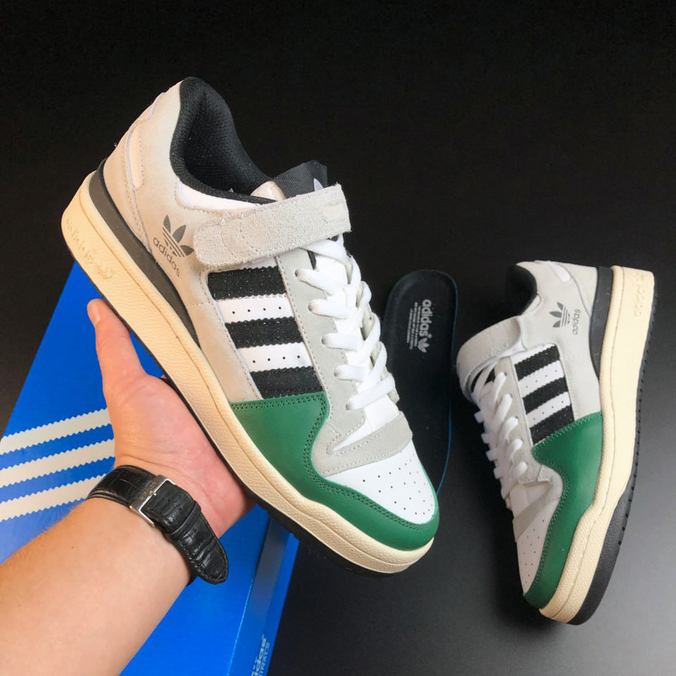 Чоловічі кросівки Adidas Forum Low шкіряні спортивні сірі білі
