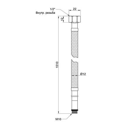 Гнучка підводка для води Thermo Alliance Standart М10 150 см (пара) SD396W150, фото 2