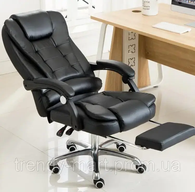 Кожаное офисное кресло директора, кресло на колесиках с регулировкой высоты, рабочее кресло с подлокотниками - фото 6 - id-p1907323371