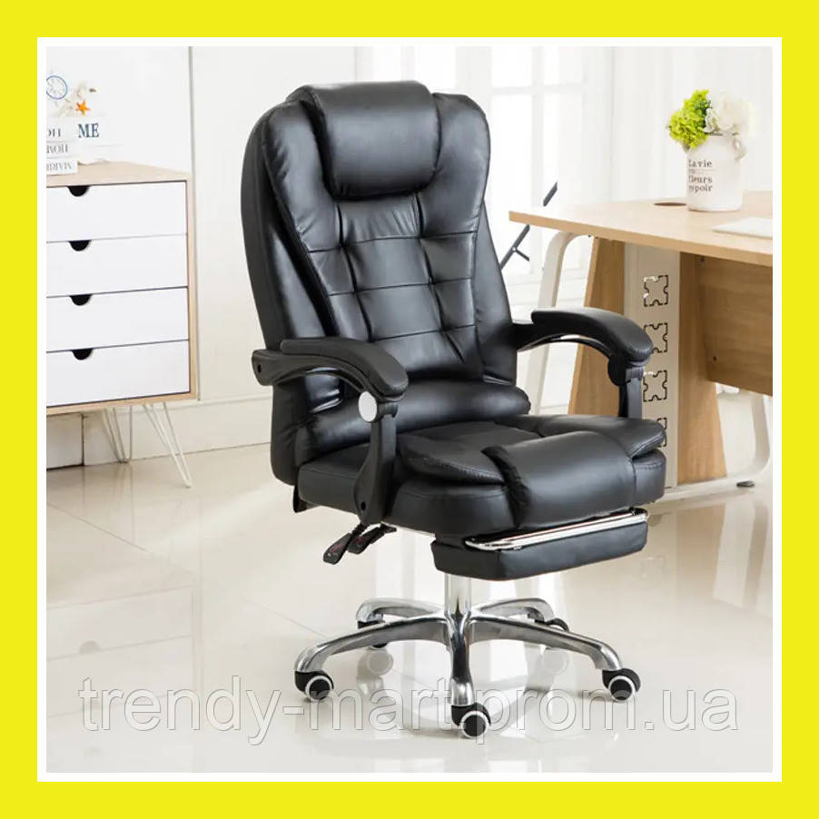 Самое удобное кресло руководителя, высокое компьютерное кресло из экокожи, черное поворотное кресло для офиса - фото 1 - id-p1907323373