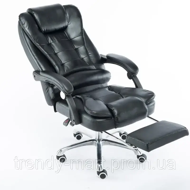 Самое удобное кресло руководителя, высокое компьютерное кресло из экокожи, черное поворотное кресло для офиса - фото 3 - id-p1907323373