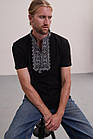 Футболка вишиванка чоловіча "Король Данило", чорна трикотажна футболка з вишивкою хрестиком XXL, фото 4