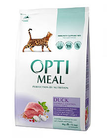 Сухий корм Optimeal для дорослих котів з ефектом виведення шерсті Hairball Control з качкою 4кг
