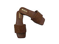 Шлепанцы женские летние экокожа коричневый 003 р.38 ТМ Yaprak shoes FG