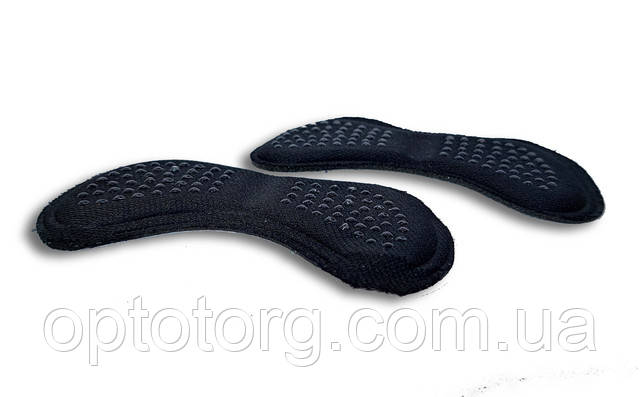 Фіксатор п'яти товстий (5-7мм), м'яка вкладка з силіконовими точками для взуття від натирання, Чорний