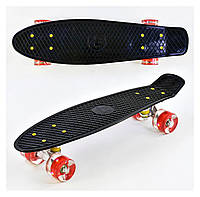 Скейт пенні борд для дітей, "Board Best", 55 см, поліуретанові колеса 6 см з підсвічуванням, Чорно-Червоний