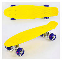 Скейт пенні борд для дітей, "Board Best", 55 см, поліуретанові колеса 6 см з підсвічуванням, Жовтий