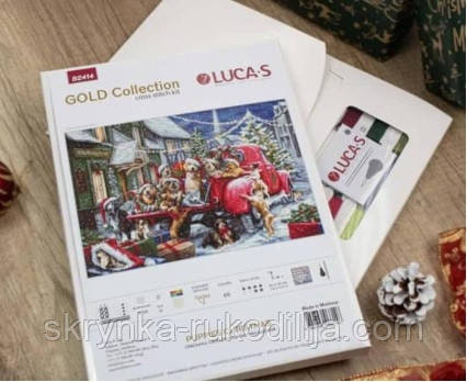 Набір для вишивки хрестиком B2414 Різдво цуценят Luca-S (Aida 16 Zweigart)