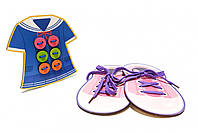 Дерев'яне шнурівка у вигляді дитячого одягу з гудзиками та взуттям Treehole навчальна розвиваюча іграшка для