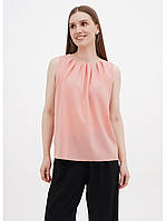 Р. 42 до 54 Летний топ модный легкий, блузка однотонная свободная красивая футболка женская повседневная блуза Персиковый, 52