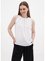 Р. 42 до 54 Летний топ модный легкий, блузка однотонная свободная красивая футболка женская повседневная блуза Белый, 52