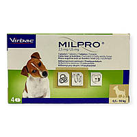 Препарат от глистов Милпро (Milpro) 2,5 мг/25 мг для щенков и собак мелких пород до 5 кг ( Цена за 1 таблетку)
