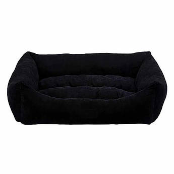 Лежак для собак та котів прямокутний з бортиками (чорний) COOKIE 78*60*22 см L