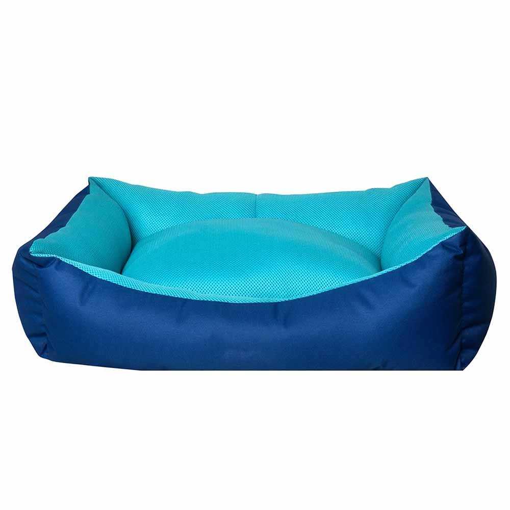 Лежак для собак та котів прямокутний з бортиками (синій/блакитний) DONDURMA 62*44*22 см M