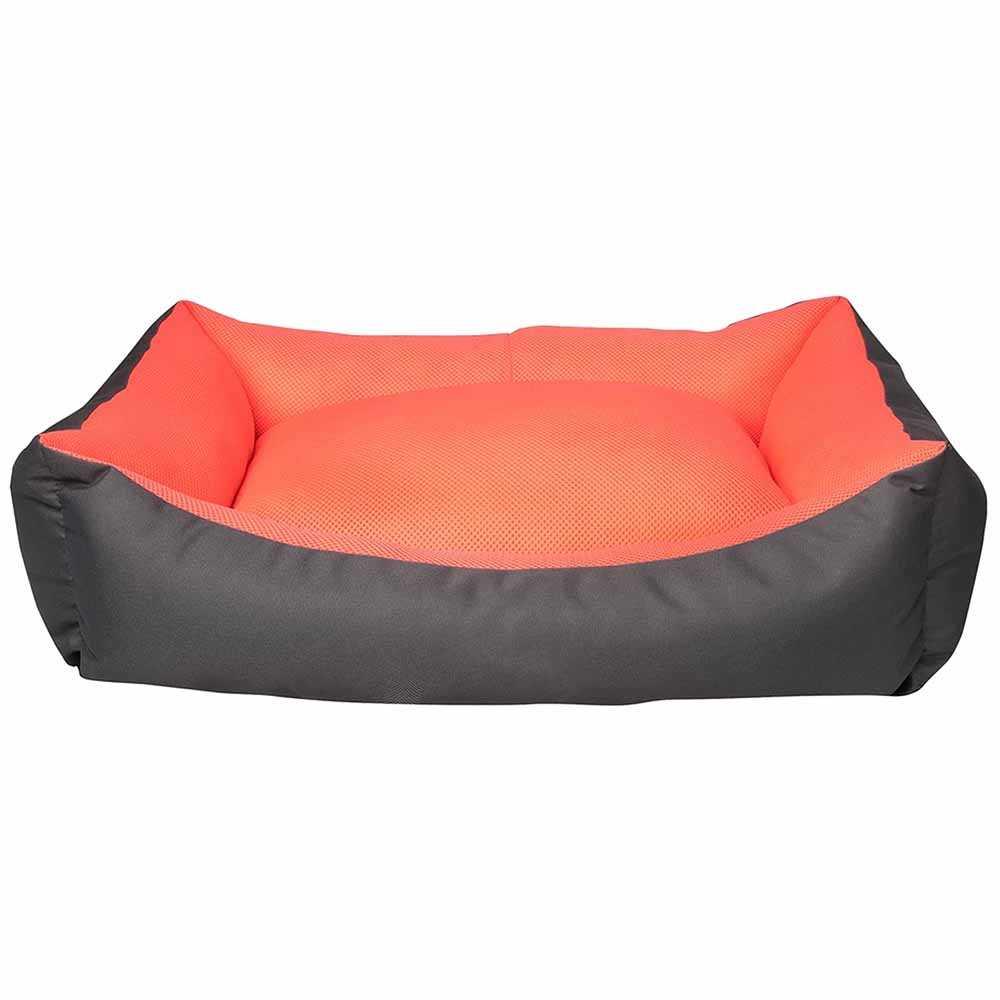 Лежак для собак та котів прямокутний з бортиками (сірий/помаран) DONDURMA 62*44*22 см M